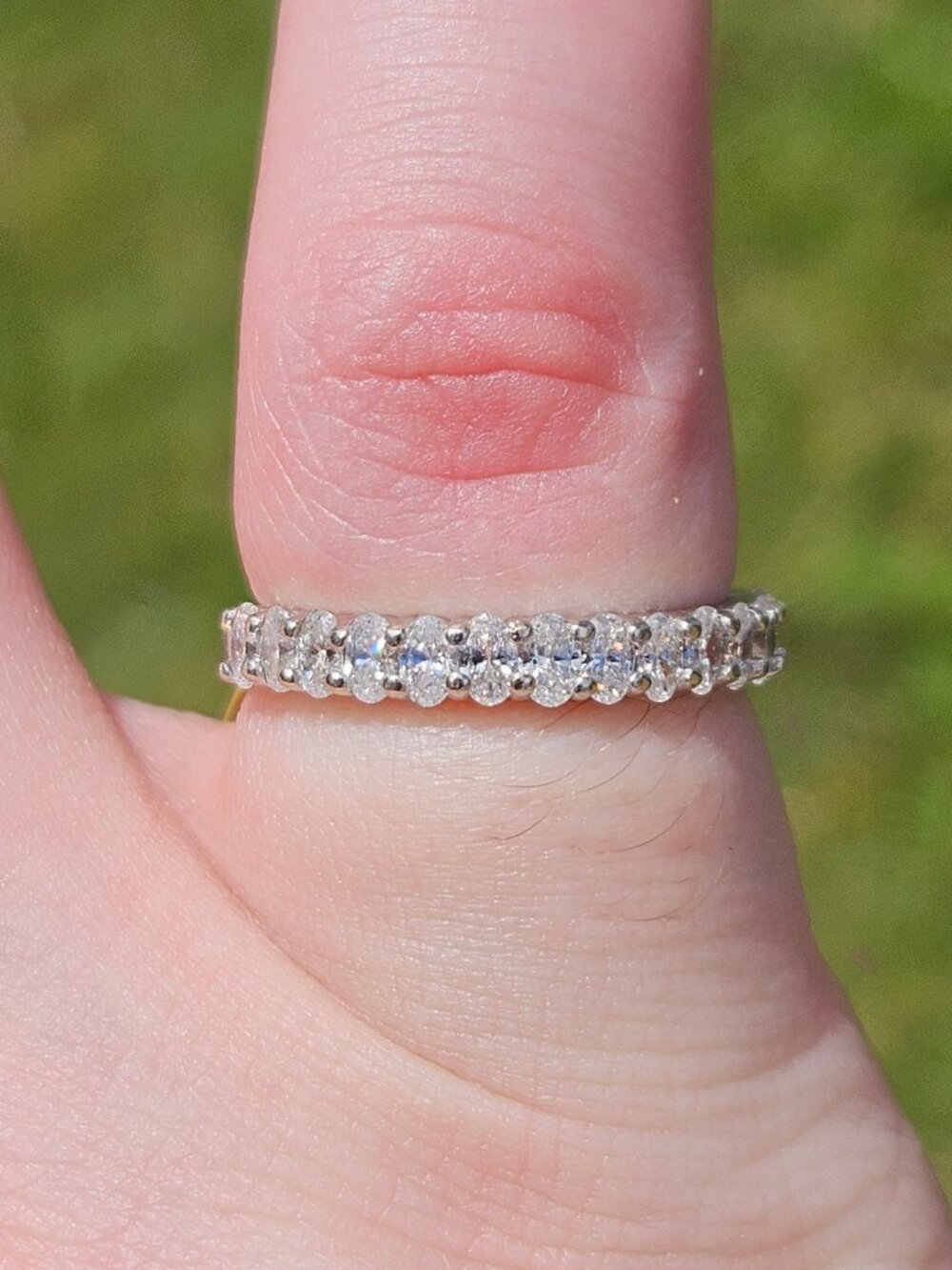 14K White Gold Oval Cut Lab Grown Diamond Band Ring Size 5.25